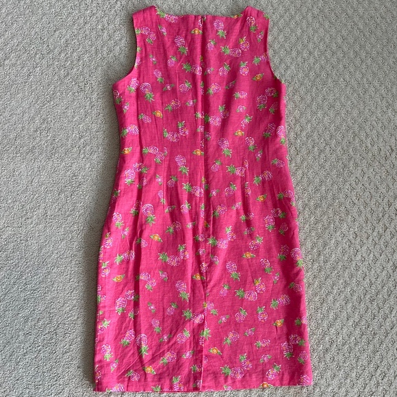 Talbots Petites Vintage Linen/Cotton Blend Shift Dress Pink Pineapple 6P Summer - Picture 7 of 13